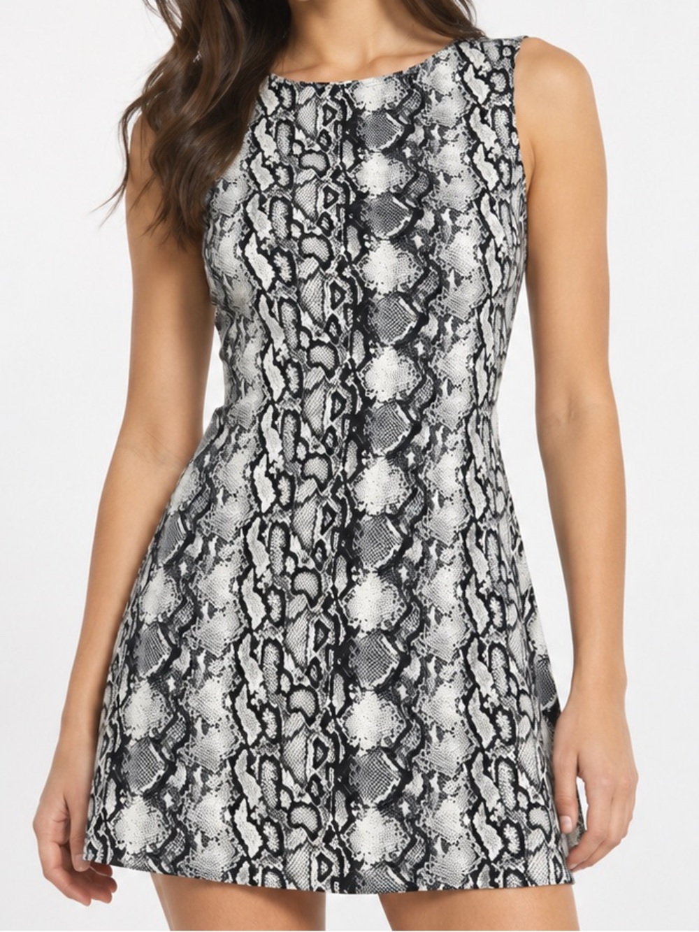 twik/Simons Viscose Black & White Snake-Print mini dress